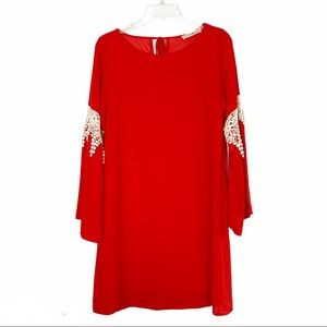 Altar’d State Red Shift Dress Bell Sleeves Size M